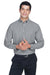 Harriton M600 Mens Oxford Wrinkle Resistant Long Sleeve Button Down Shirt w/ Pocket Oxford Grey Model Front