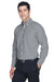 Harriton M600 Mens Oxford Wrinkle Resistant Long Sleeve Button Down Shirt w/ Pocket Oxford Grey Model 3q