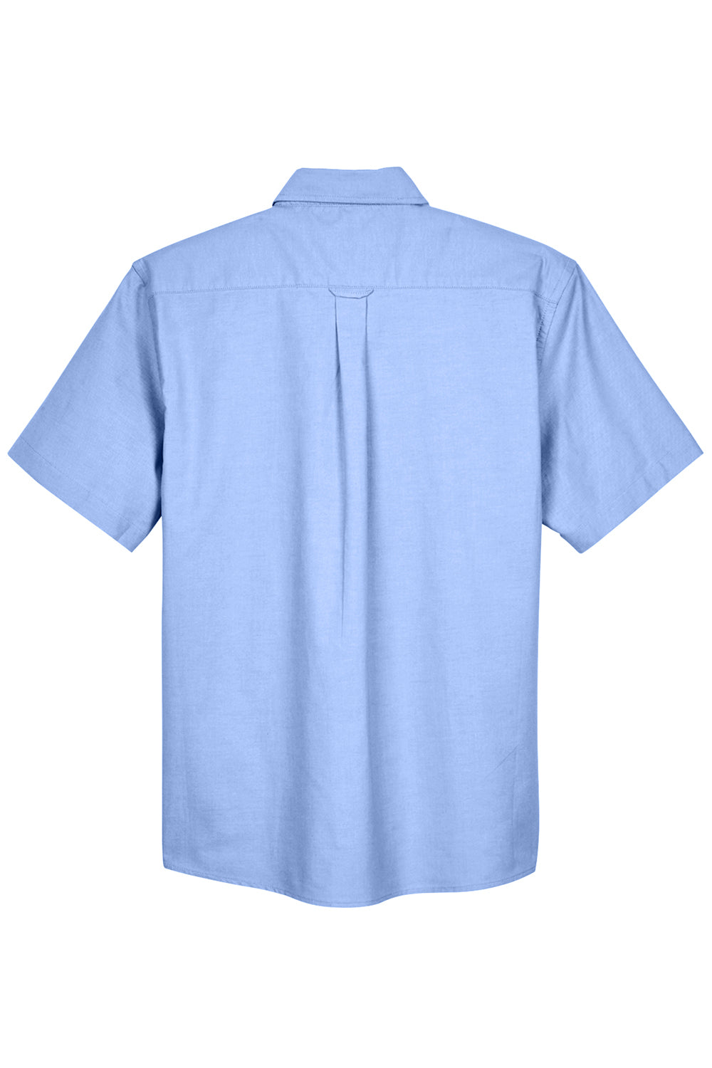 Harriton M600S Mens Oxford Wrinkle Resistant Short Sleeve Button Down Shirt w/ Pocket Light Blue Flat Back