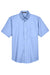 Harriton M600S Mens Oxford Wrinkle Resistant Short Sleeve Button Down Shirt w/ Pocket Light Blue Flat Front