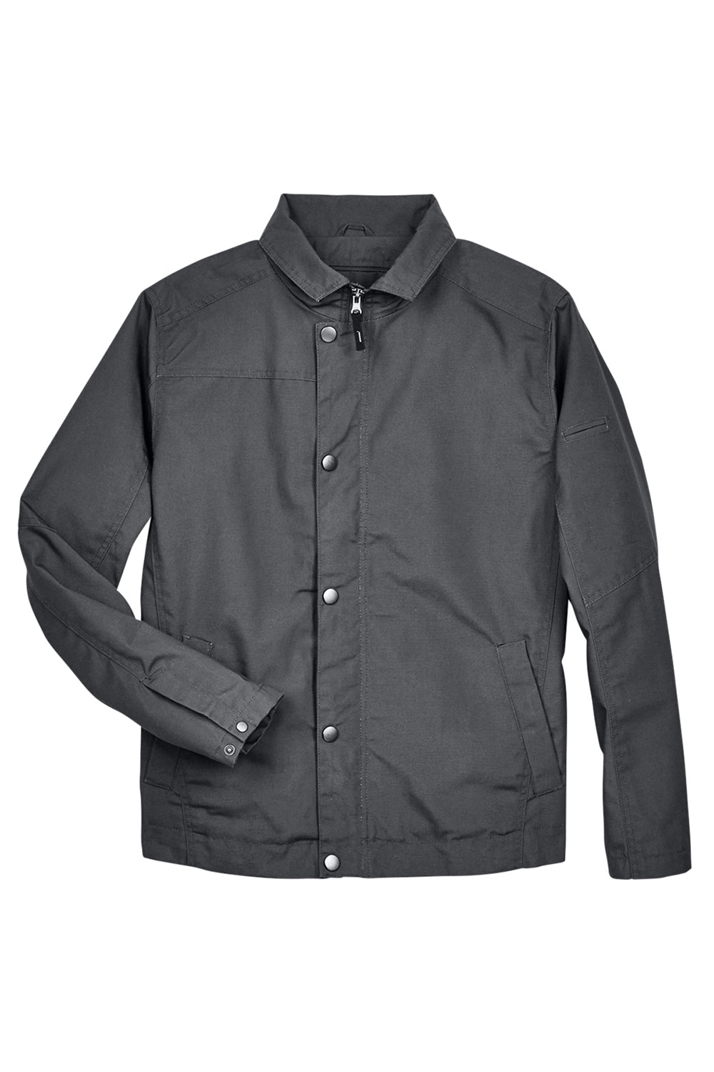 Harriton M705 Mens Auxiliary Water Resistant Canvas Full Zip Jacket Dark Charcoal Grey Flat Front