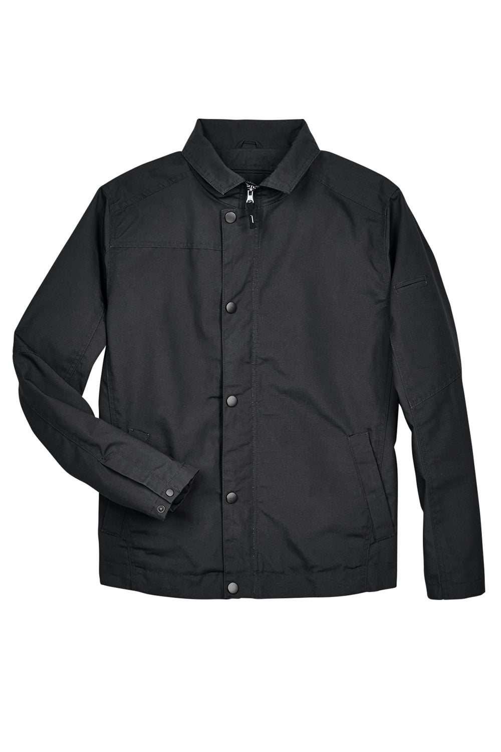 Harriton M705 Mens Auxiliary Water Resistant Canvas Full Zip Jacket Black Flat Front