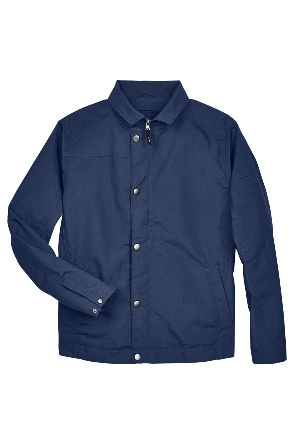 Harriton M705 Mens Auxiliary Water Resistant Canvas Full Zip Jacket Dark Navy Blue Flat Front