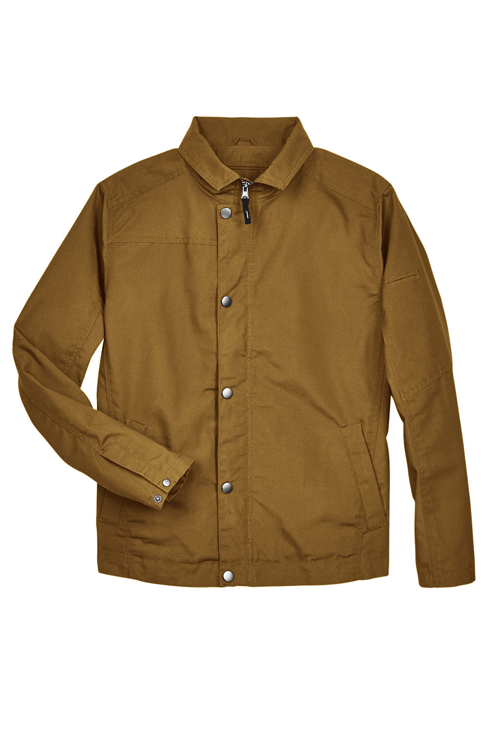 Harriton M705 Mens Auxiliary Water Resistant Canvas Full Zip Jacket Duck Brown Flat Front