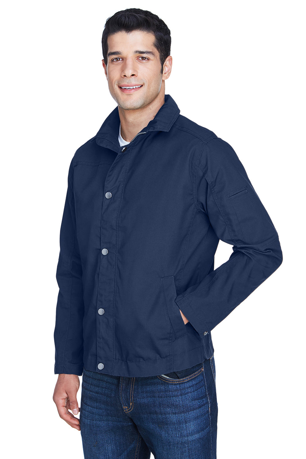 Harriton M705 Mens Auxiliary Water Resistant Canvas Full Zip Jacket Dark Navy Blue Model 3q