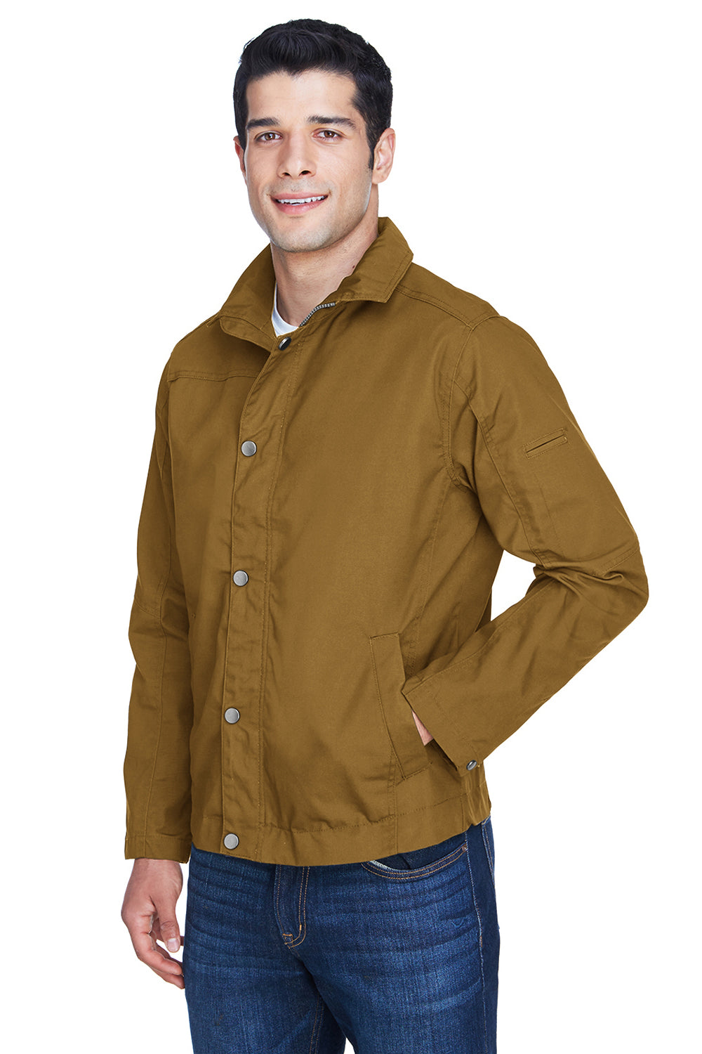 Harriton M705 Mens Auxiliary Water Resistant Canvas Full Zip Jacket Duck Brown Model 3q