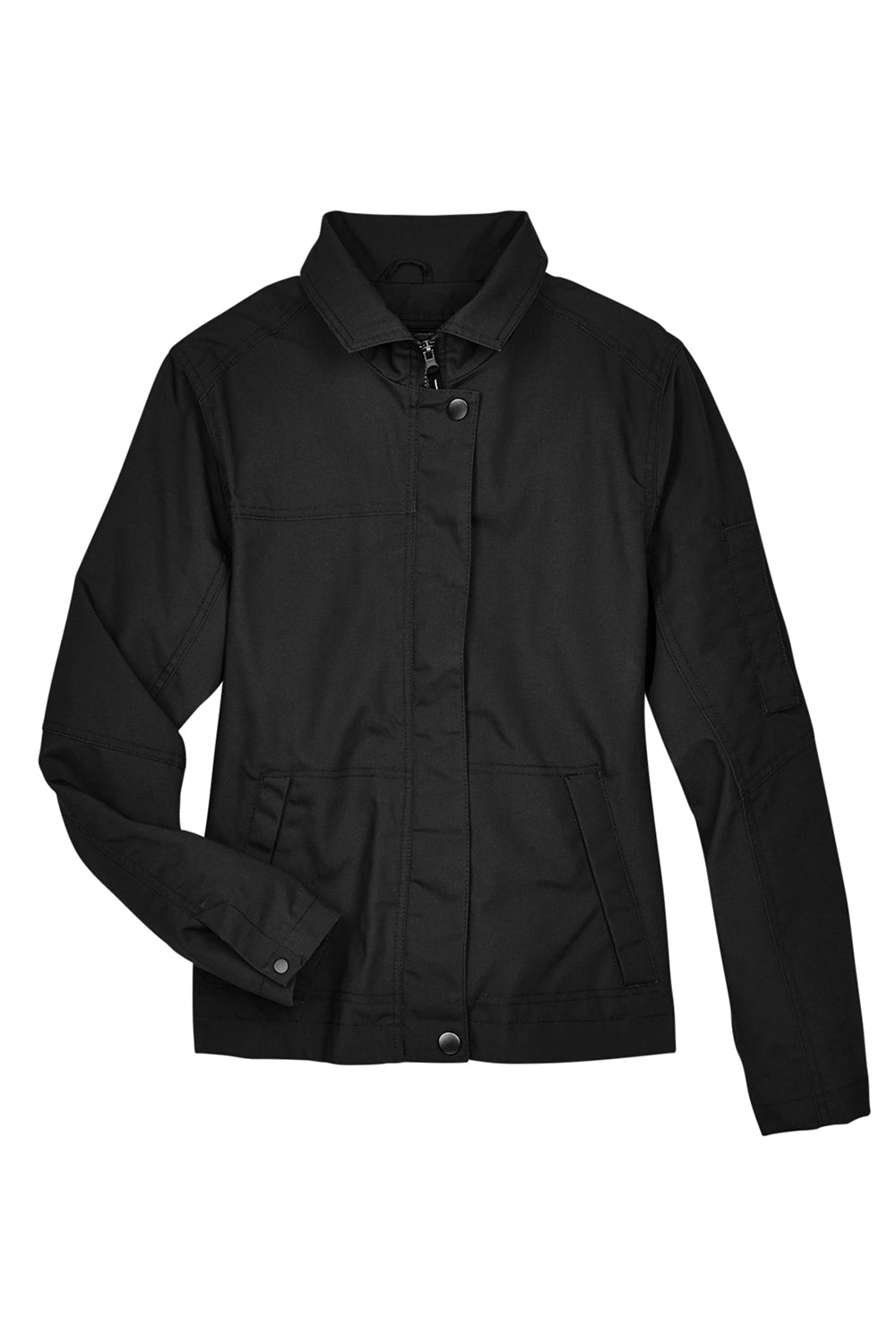 Harriton M705W Womens Auxiliary Water Resistant Canvas Full Zip Jacket Black Flat Front