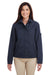 Harriton M705W Womens Auxiliary Water Resistant Canvas Full Zip Jacket Dark Navy Blue Model Front