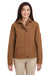 Harriton M705W Womens Auxiliary Water Resistant Canvas Full Zip Jacket Duck Brown Model Front