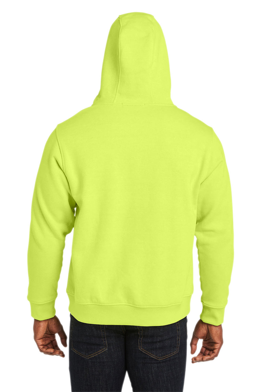 Harriton M711/M711T Mens Climabloc Water Resistant Full Zip Hooded Sweatshirt Hoodie Safety Yellow Model Back