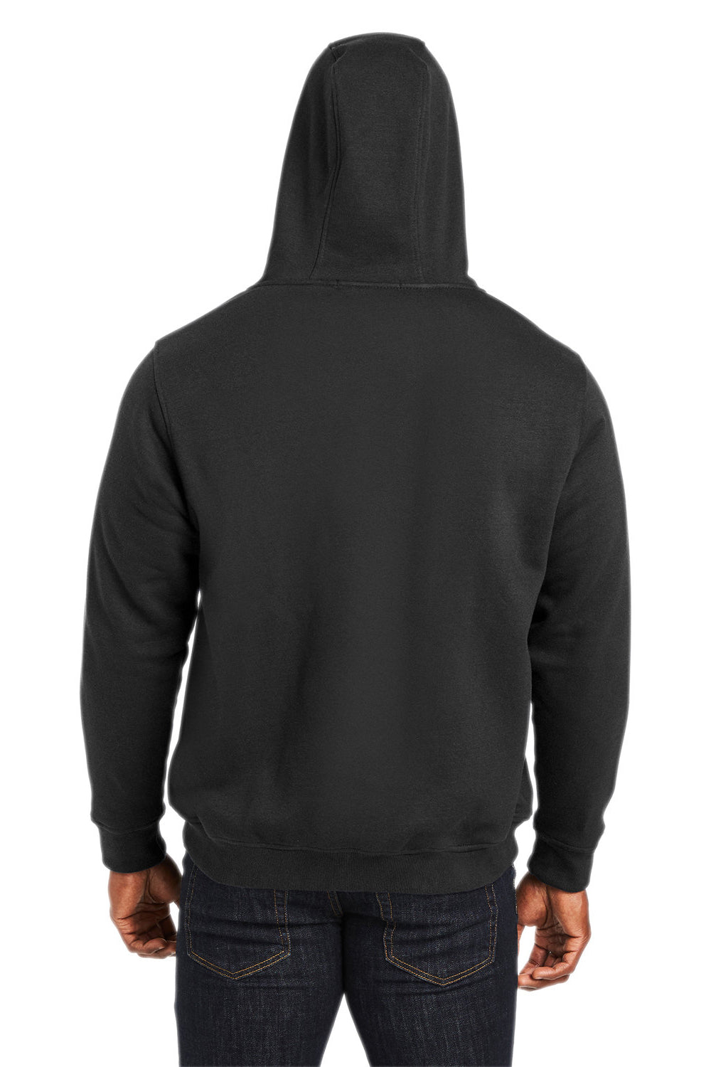 Harriton M711/M711T Mens Climabloc Water Resistant Full Zip Hooded Sweatshirt Hoodie Black Model Back