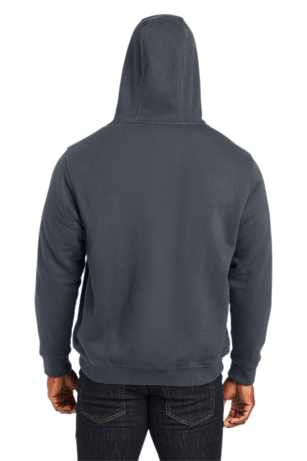 Harriton M711/M711T Mens Climabloc Water Resistant Full Zip Hooded Sweatshirt Hoodie Dark Charcoal Grey Model Back