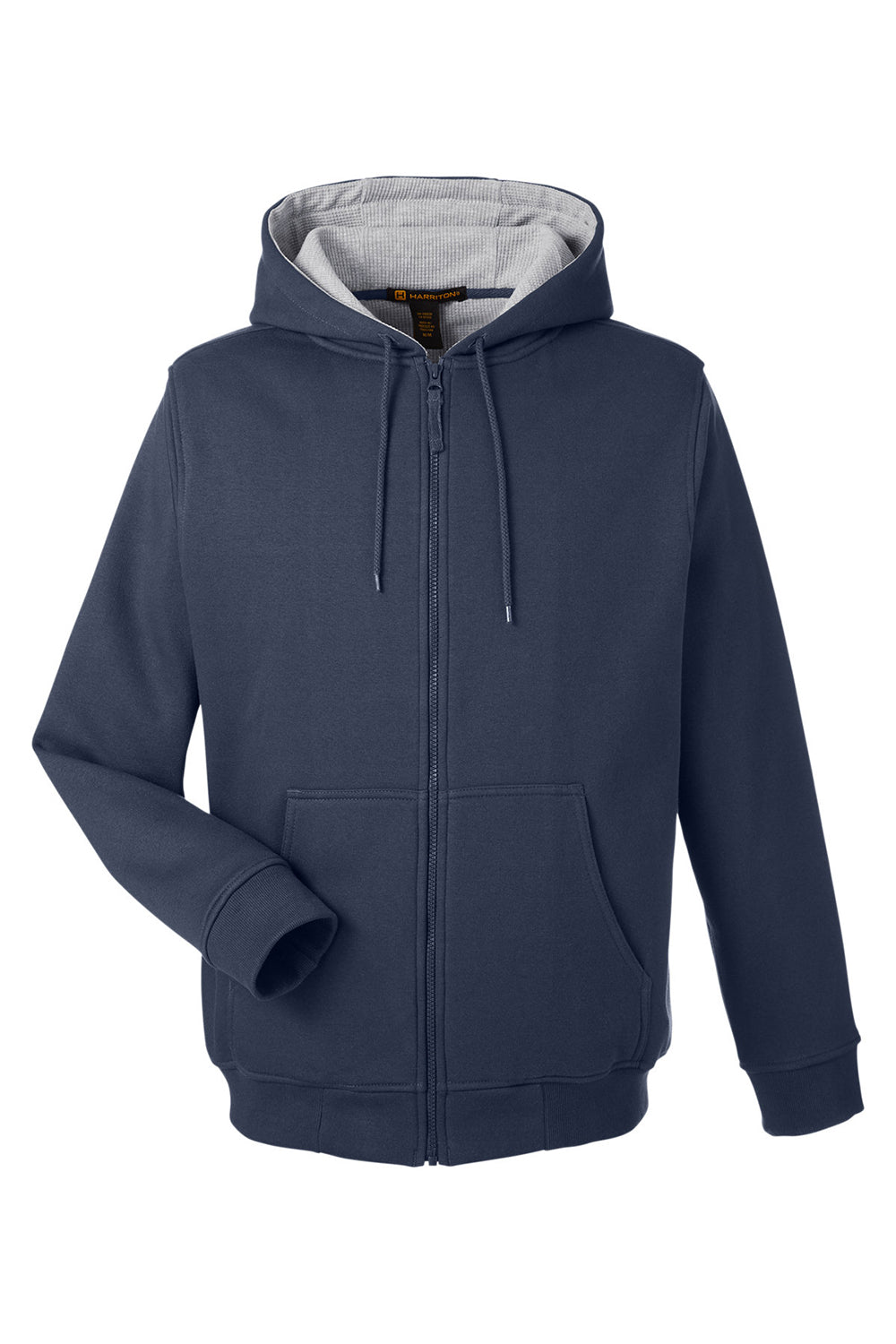 Harriton M711/M711T Mens Climabloc Water Resistant Full Zip Hooded Sweatshirt Hoodie Dark Navy Blue Flat Front