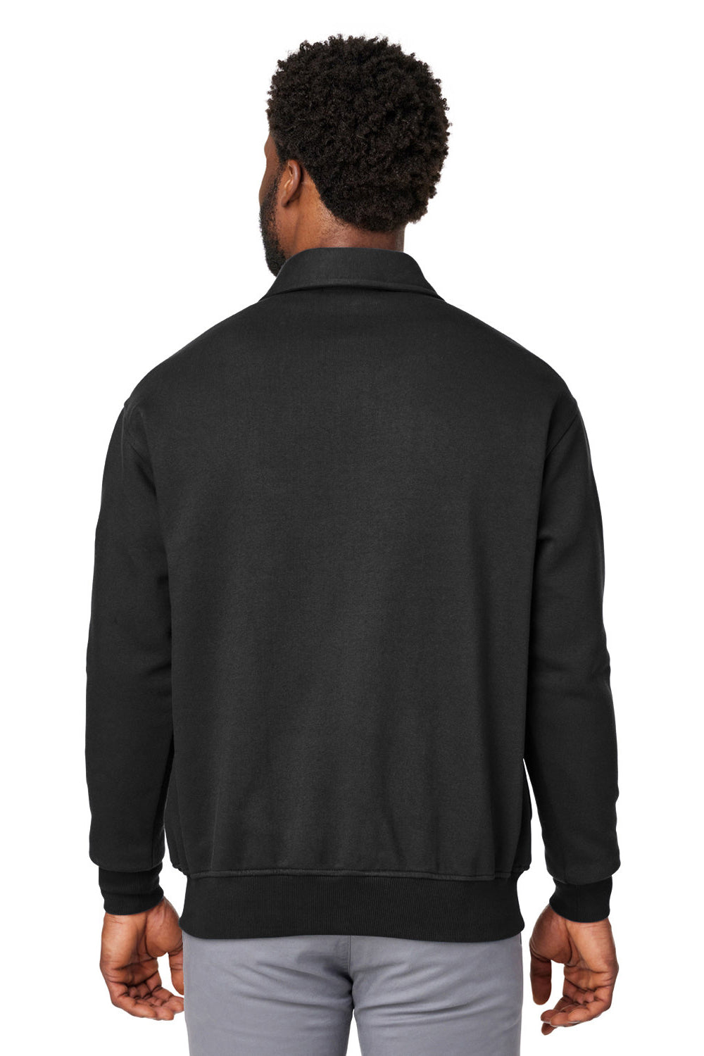 Harriton M712 Mens Climabloc Water Resistant 1/4 Zip Sweatshirt Black Model Back