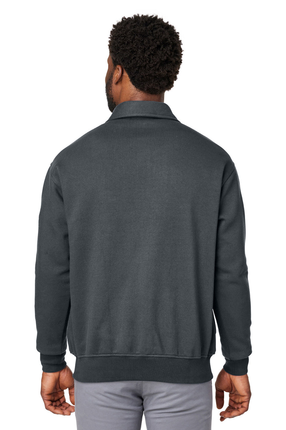 Harriton M712 Mens Climabloc Water Resistant 1/4 Zip Sweatshirt Dark Charcoal Grey Model Back