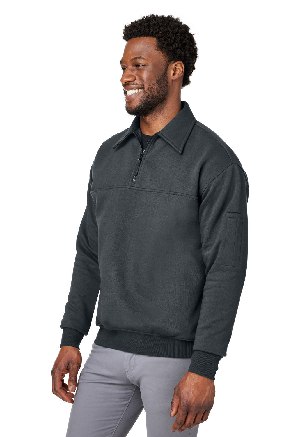 Harriton M712 Mens Climabloc Water Resistant 1/4 Zip Sweatshirt Dark Charcoal Grey Model 3q