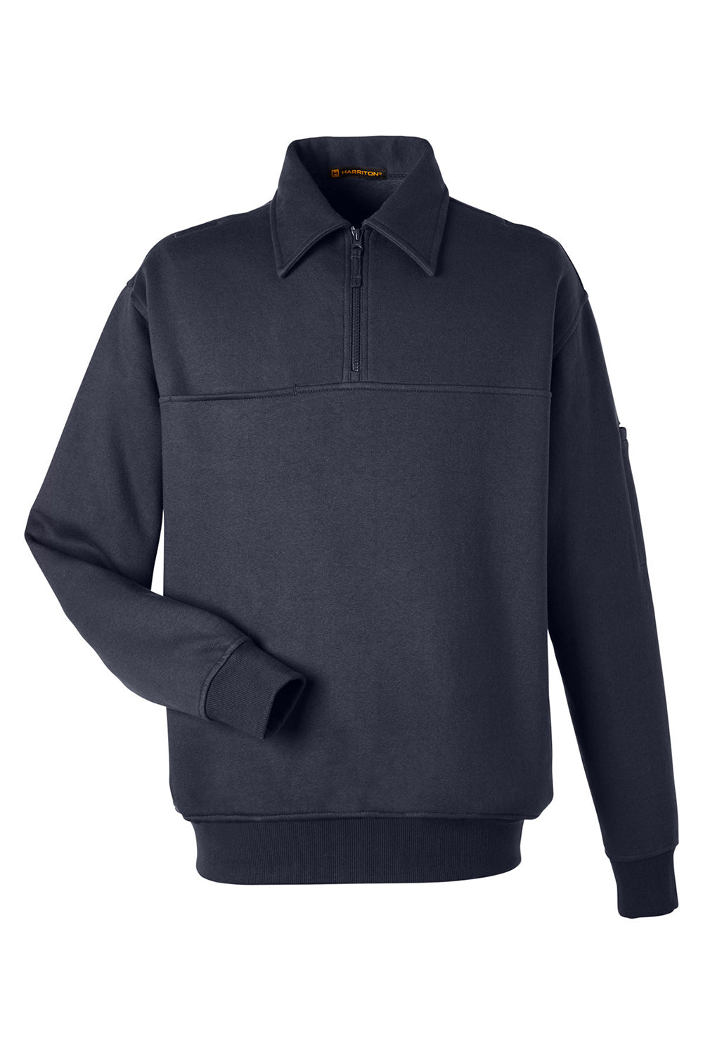 Harriton M712 Mens Climabloc Water Resistant 1/4 Zip Sweatshirt Dark Navy Blue Flat Front