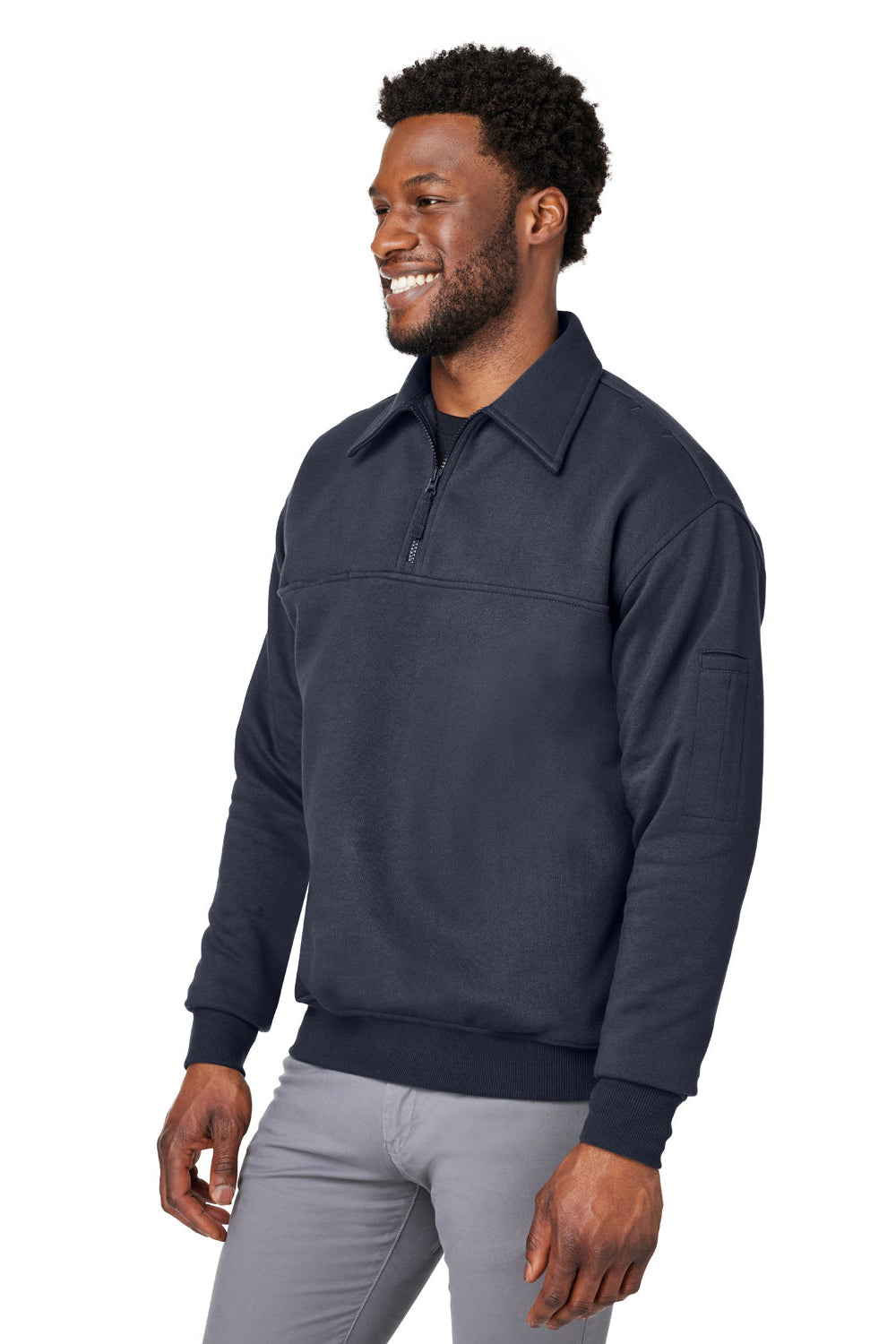 Harriton M712 Mens Climabloc Water Resistant 1/4 Zip Sweatshirt Dark Navy Blue Model 3q