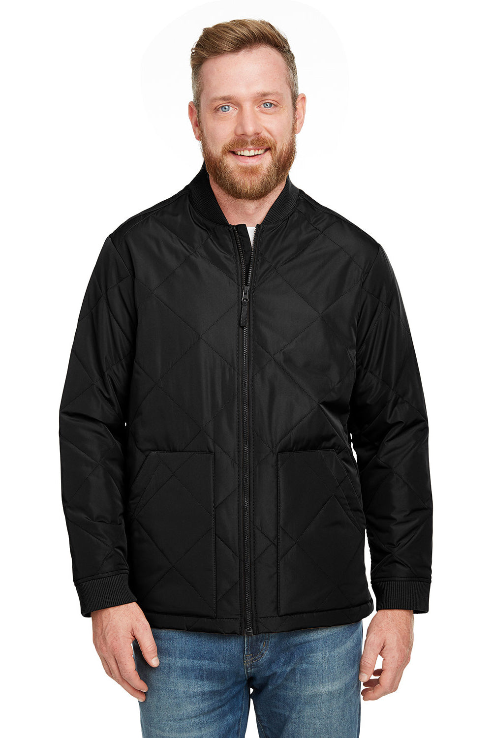 Harriton M715 Mens Dockside Water Resistant Insulated Full Zip Jacket Black Model Front