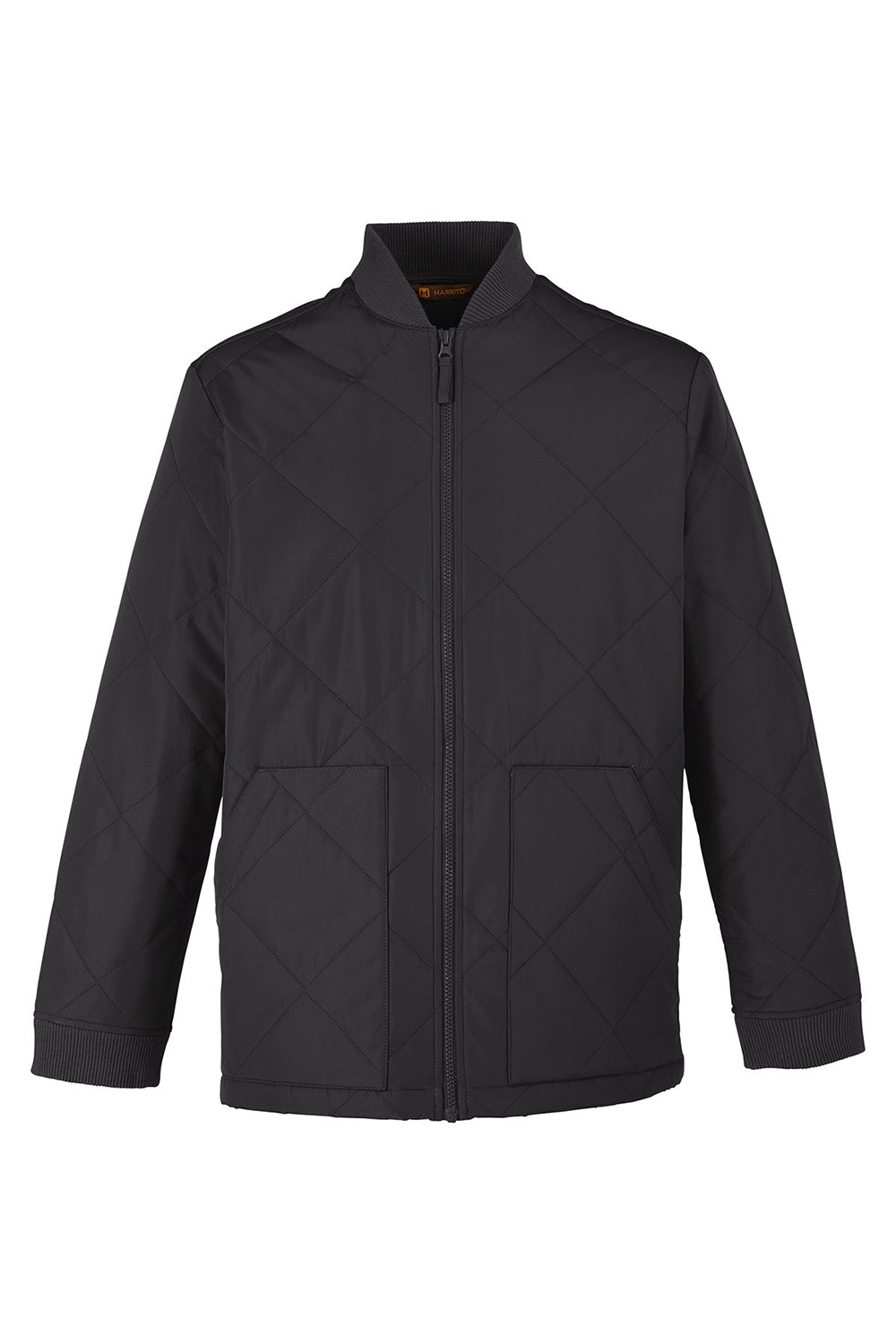 Harriton M715 Mens Dockside Water Resistant Insulated Full Zip Jacket Dark Charcoal Grey Flat Front