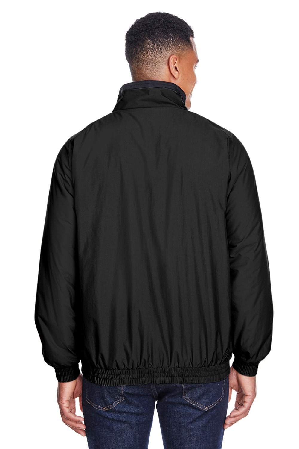 Harriton M740 Mens Wind & Water Resistant Full Zip Jacket Black Model Back