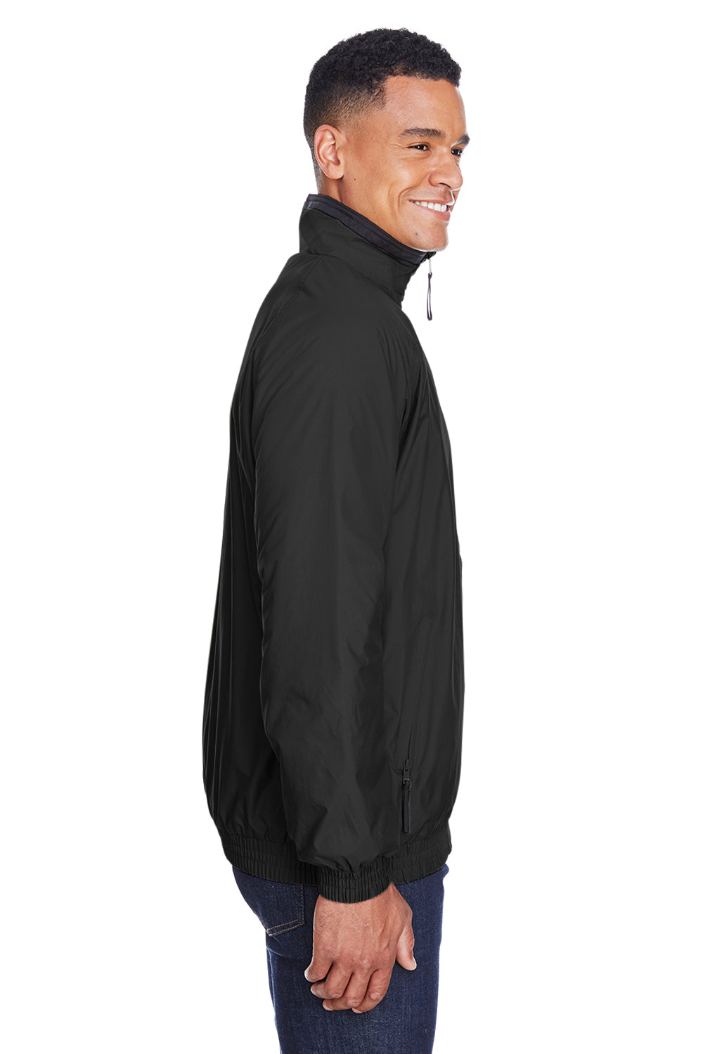 Harriton M740 Mens Wind & Water Resistant Full Zip Jacket Black Model Side