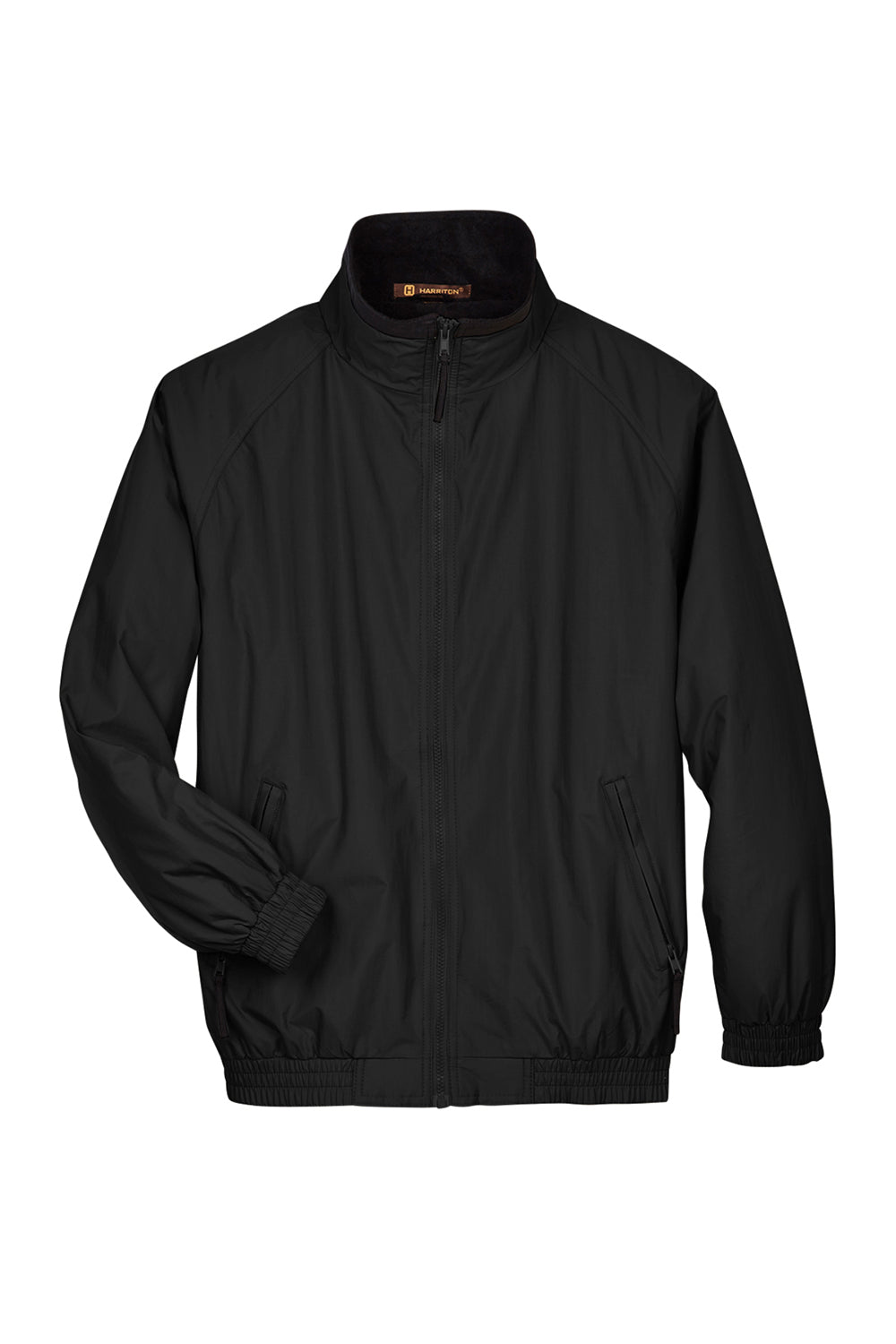 Harriton M740 Mens Wind & Water Resistant Full Zip Jacket Black Flat Front