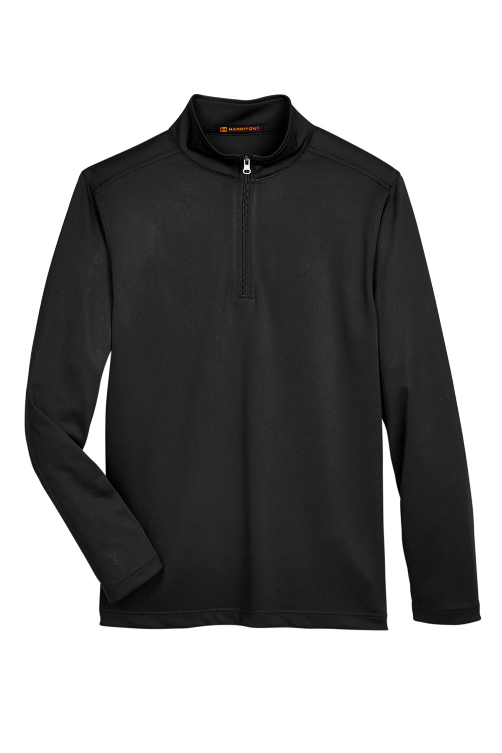 Harriton M748 Mens Advantage Performance Moisture Wicking 1/4 Zip Sweatshirt Black Flat Front