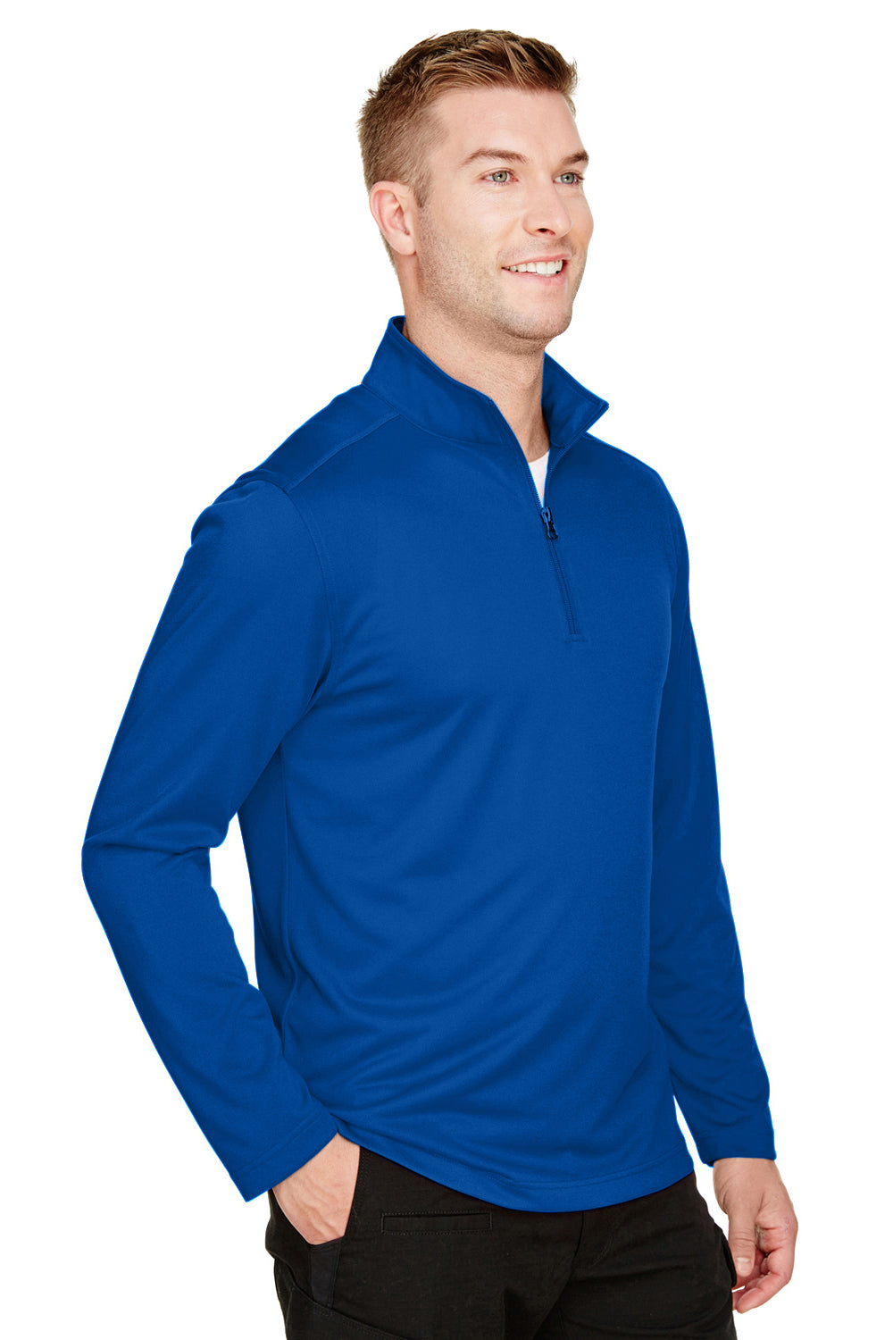 Harriton M748 Mens Advantage Performance Moisture Wicking 1/4 Zip Sweatshirt True Royal Blue Model 3q