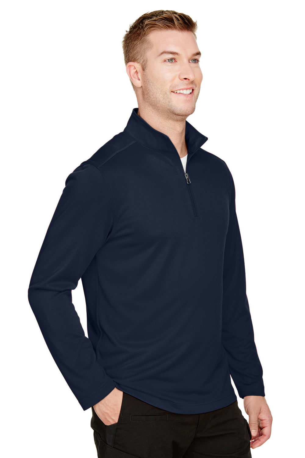 Harriton M748 Mens Advantage Performance Moisture Wicking 1/4 Zip Sweatshirt Dark Navy Blue Model 3q