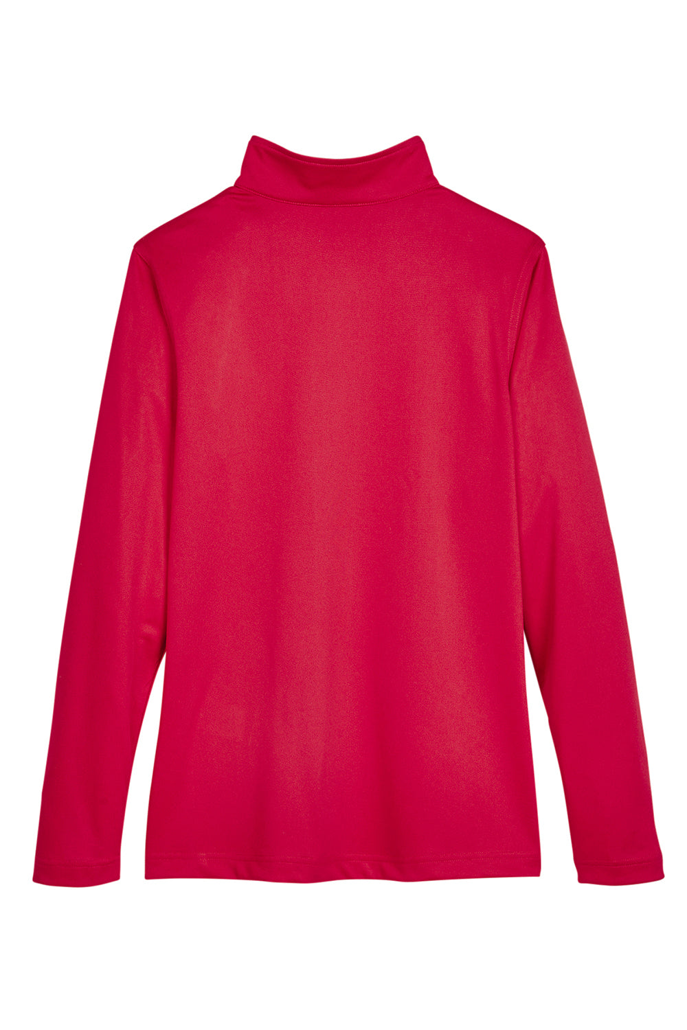 Harriton M748W Womens Advantage Performance Moisture Wicking 1/4 Zip Sweatshirt Red Flat Back