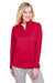 Harriton M748W Womens Advantage Performance Moisture Wicking 1/4 Zip Sweatshirt Red Model Front