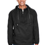 Harriton Mens Packable Wind & Water Resistant 1/4 Zip Hooded Jacket - Black