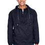 Harriton Mens Packable Wind & Water Resistant 1/4 Zip Hooded Jacket - Navy Blue