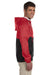 Harriton M750 Mens Packable Wind & Water Resistant 1/4 Zip Hooded Jacket Red/Black Model Side