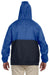 Harriton M750 Mens Packable Wind & Water Resistant 1/4 Zip Hooded Jacket Royal Blue/Navy Blue Model Back