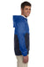 Harriton M750 Mens Packable Wind & Water Resistant 1/4 Zip Hooded Jacket Royal Blue/Navy Blue Model Side