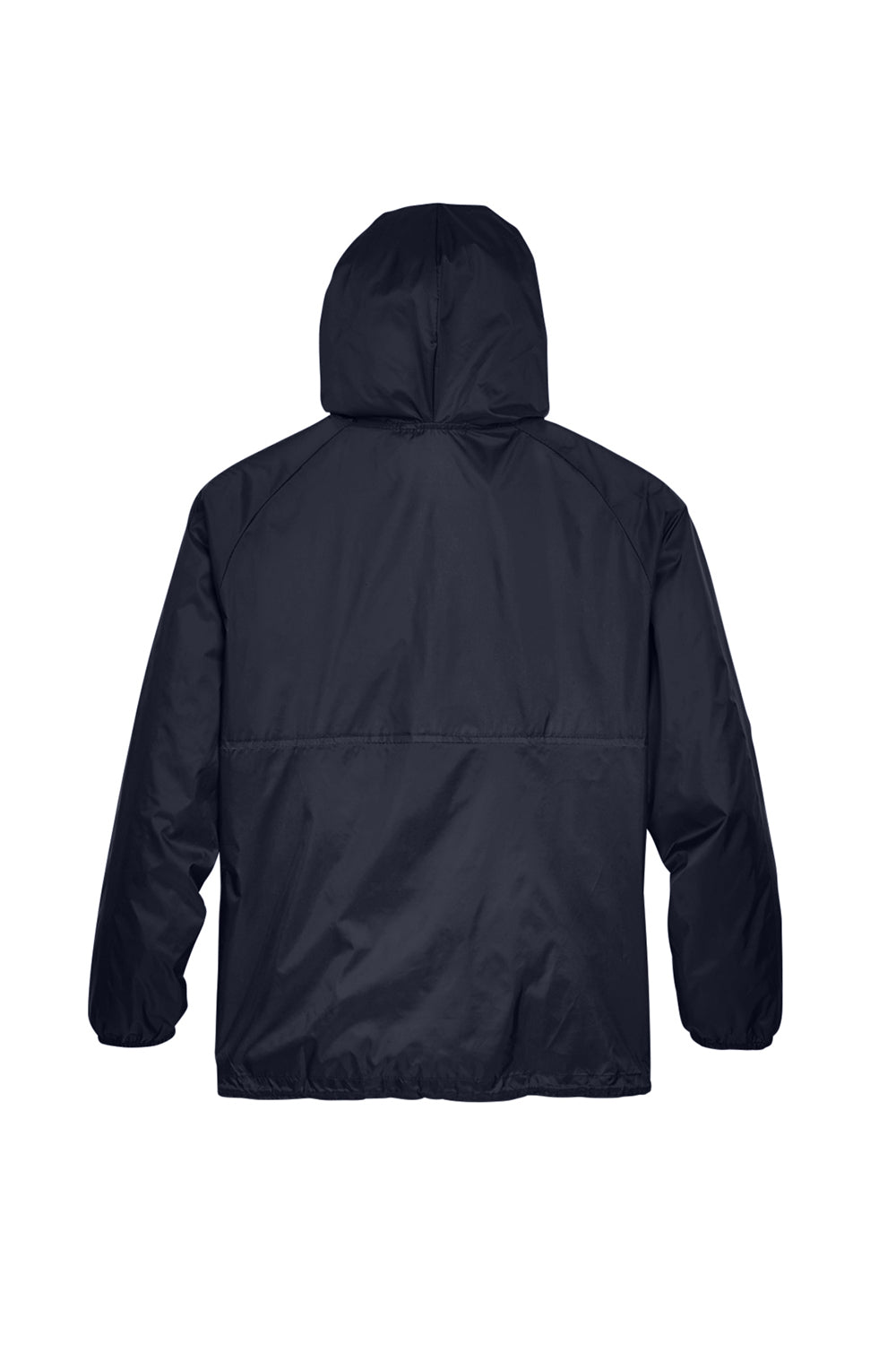 Harriton M750 Mens Packable Wind & Water Resistant 1/4 Zip Hooded Jacket Navy Blue Flat Back