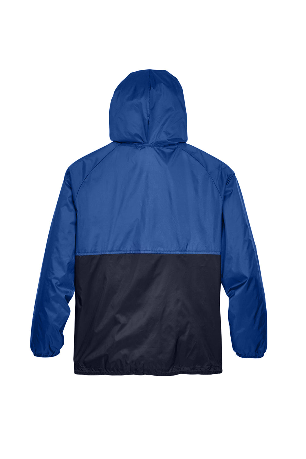 Harriton M750 Mens Packable Wind & Water Resistant 1/4 Zip Hooded Jacket Royal Blue/Navy Blue Flat Back