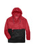 Harriton M750 Mens Packable Wind & Water Resistant 1/4 Zip Hooded Jacket Red/Black Flat Front