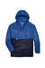 Harriton M750 Mens Packable Wind & Water Resistant 1/4 Zip Hooded Jacket Royal Blue/Navy Blue Flat Front