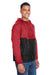 Harriton M750 Mens Packable Wind & Water Resistant 1/4 Zip Hooded Jacket Red/Black Model 3q