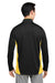 Harriton M786 Mens Flash Performance Moisture Wicking Colorblock 1/4 Zip Sweatshirt Black/Sunray Yellow Model Back