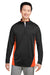 Harriton M786 Mens Flash Performance Moisture Wicking Colorblock 1/4 Zip Sweatshirt Black/Team Orange Model Front