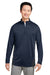 Harriton M786 Mens Flash Performance Moisture Wicking Colorblock 1/4 Zip Sweatshirt Dark Navy Blue/Dark Charcoal Grey Model Front