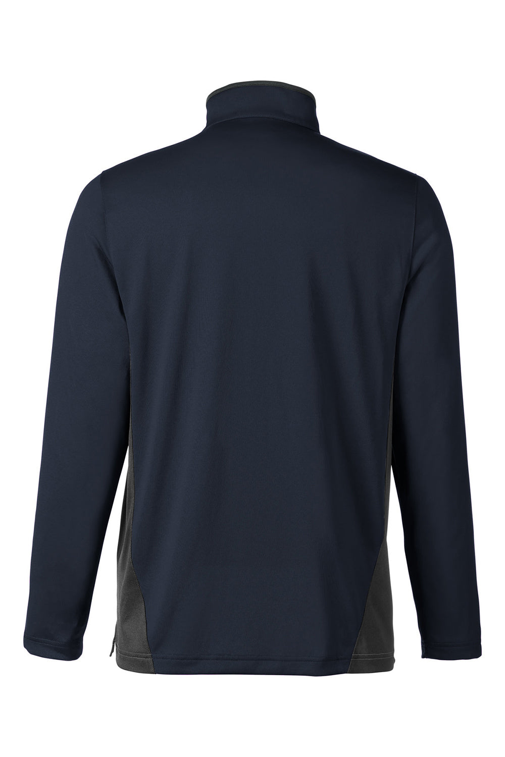 Harriton M786 Mens Flash Performance Moisture Wicking Colorblock 1/4 Zip Sweatshirt Dark Navy Blue/Dark Charcoal Grey Flat Back