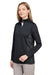 Harriton M786W Womens Flash Performance Moisture Wicking Colorblock 1/4 Zip Sweatshirt Black/Dark Charcoal Grey Model 3q