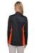 Harriton M786W Womens Flash Performance Moisture Wicking Colorblock 1/4 Zip Sweatshirt Black/Team Orange Model Back