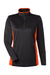 Harriton M786W Womens Flash Performance Moisture Wicking Colorblock 1/4 Zip Sweatshirt Black/Team Orange Flat Front