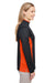 Harriton M786W Womens Flash Performance Moisture Wicking Colorblock 1/4 Zip Sweatshirt Black/Team Orange Model Side